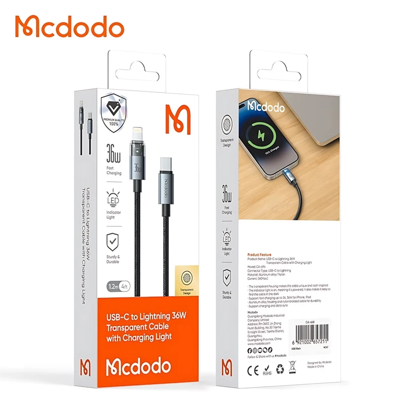 Mcdodo CA-6940 1.2m USB-C to Lightning Cable