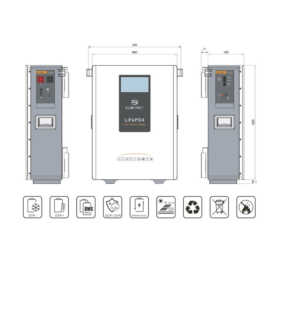 Euronet 51.2V 100AH 5KWH battery