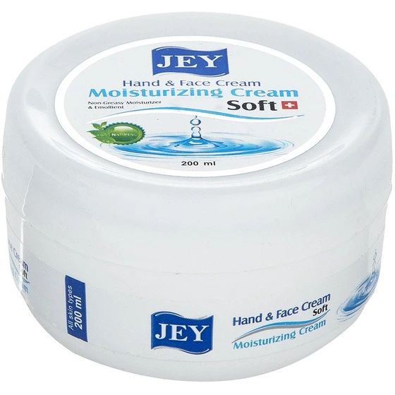 کرم مرطوب کننده دست و صورت Jey Soft حجم 200ml مناسب انواع پوست 