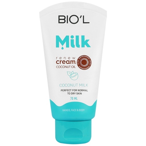 کرم مرطوب کننده دست و صورت بیول مدل Milk Protein and Oil Coconut حجم70ml 